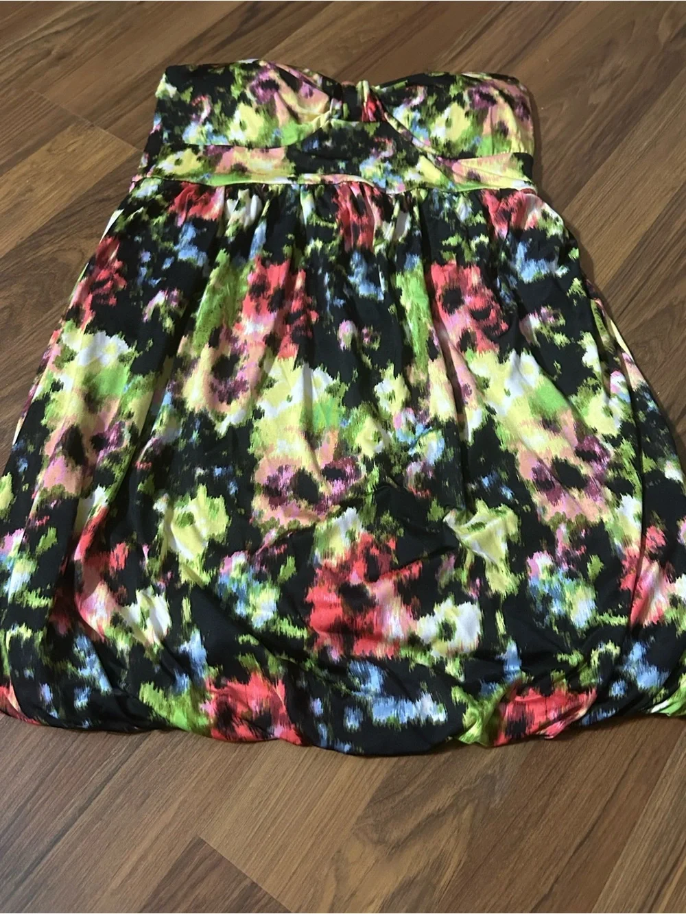 Rue21 Strapless Bubble Mini Dress Y2K Colorful Floral Watercolor Print